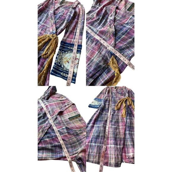 Aratta Silent Journey Boho Plaid Purple Pink Wrap Dress Size XS - Picture 12 of 12